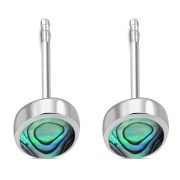 Large Abalone Shell Oval Stud Silver Earrings, e313